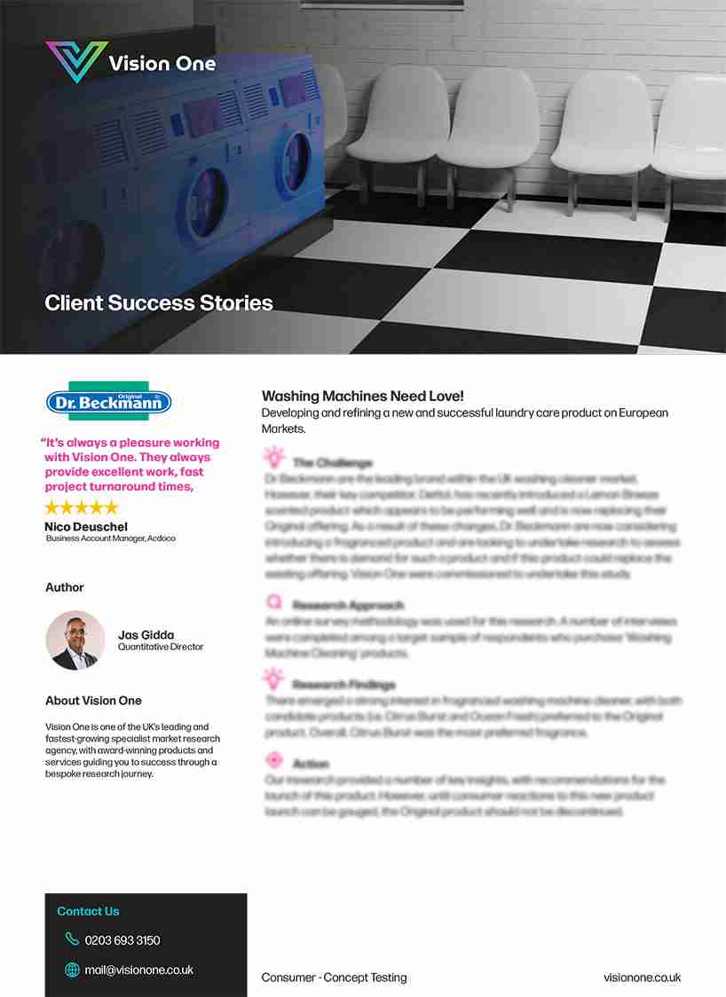 Dr Beckmann Washing Machine Vision One Case Study