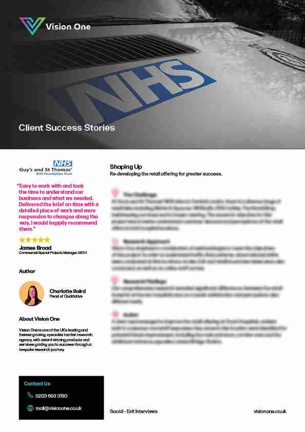 NHS Guys and St Thomas' - Vision One Case Study
