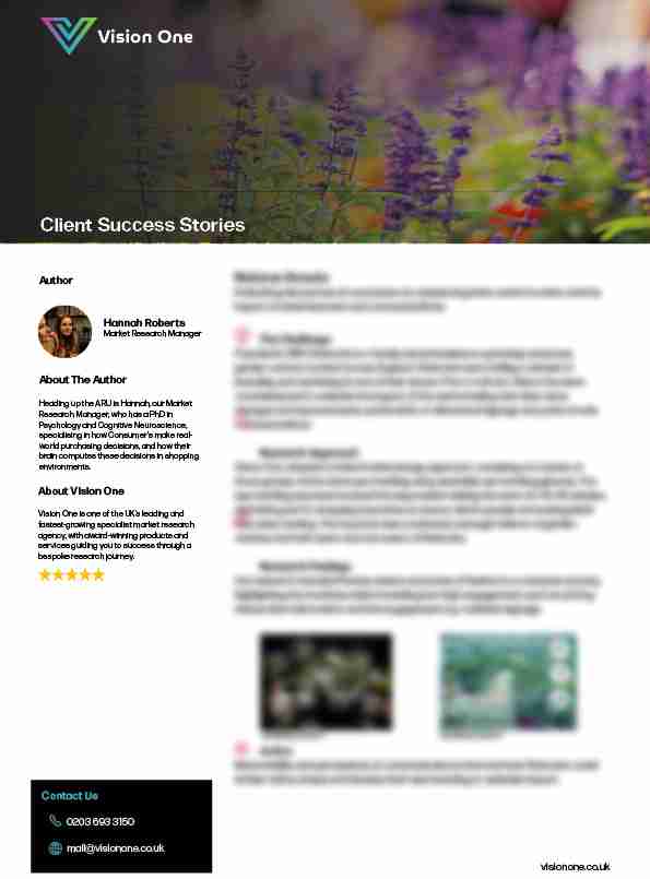 Notcutts Case Study Vision One